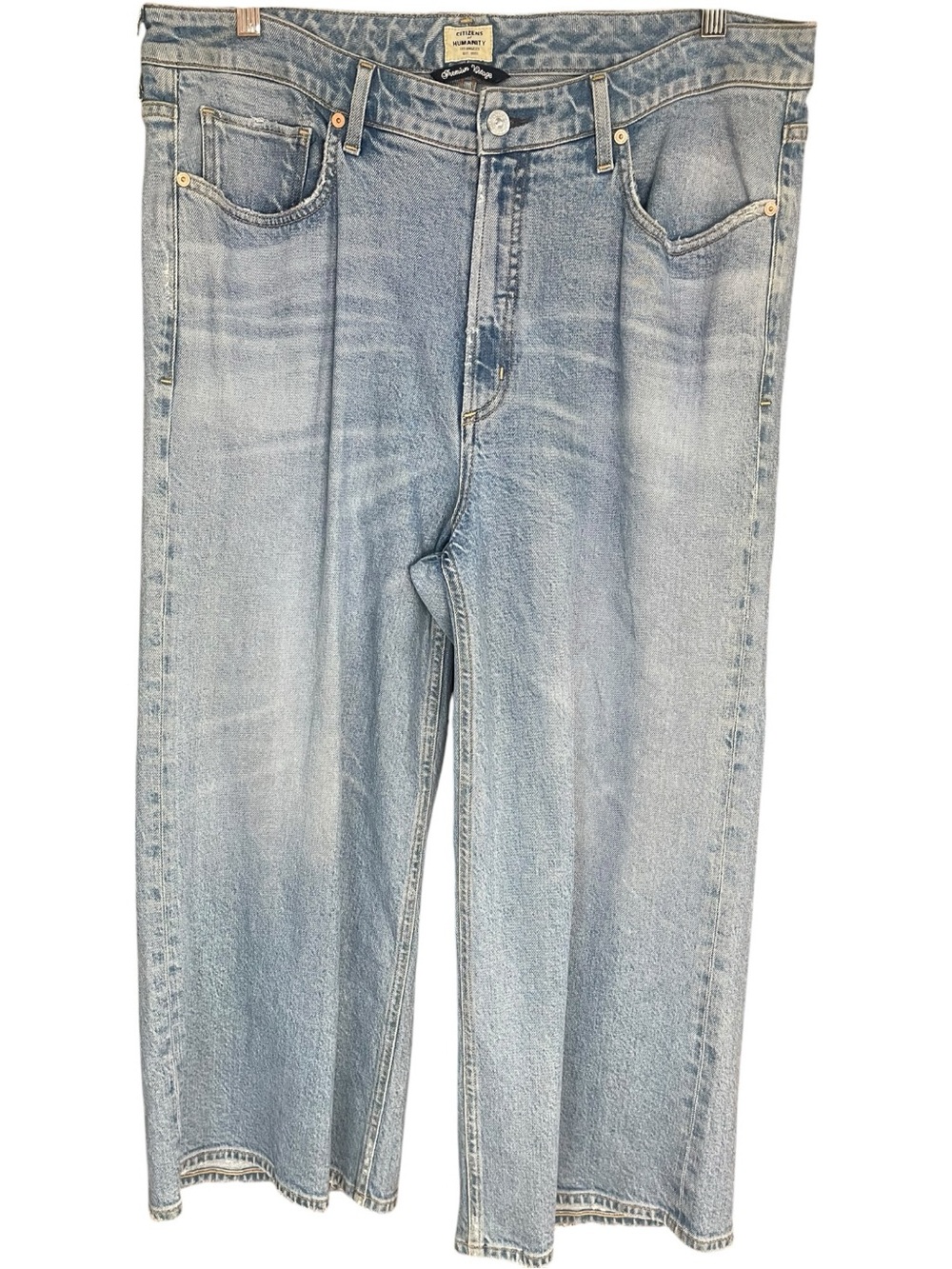 Citizens of Humanity Annina Petite Wide Leg Denim Jeans Light Blue
